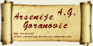 Arsenije Goranović vizit kartica